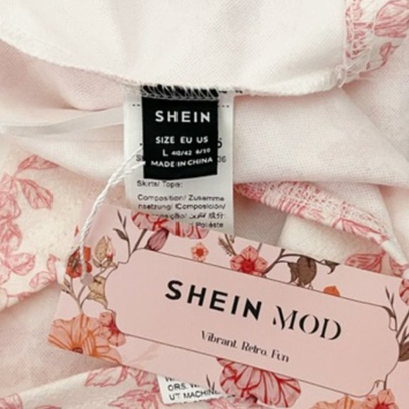 Shein White Floral Print Shoulder Tie Cami Crop Top NEW WITH TAGS - Picture 4 of 6